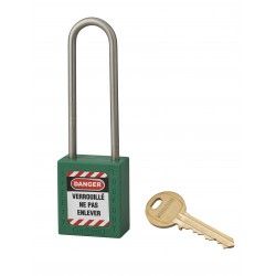 Λουκέτο πλαστικό lockout 38 χιλ. πράσινο με λαιμό inox ύψους 76 χιλ. Φ4,76 1 κλειδί THIRARD THIRARD - 1