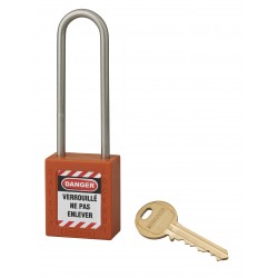 Λουκέτο πλαστικό lockout 38 χιλ. πορτοκαλί με λαιμό inox ύψους 76 χιλ. Φ4,76 1 κλειδί THIRARD THIRARD - 1
