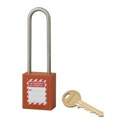 Λουκέτο πλαστικό lockout 38 χιλ. πορτοκαλί με λαιμό inox ύψους 76 χιλ. Φ4,76 1 κλειδί THIRARD THIRARD - 1 2