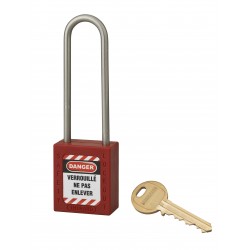 Λουκέτο πλαστικό lockout 38 χιλ. κόκκινο με λαιμό inox ύψους 76 χιλ. Φ4,76 1 κλειδί THIRARD THIRARD - 1