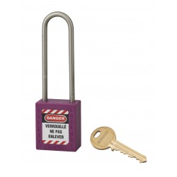 Λουκέτο πλαστικό lockout 38 χιλ. μωβ με λαιμό inox ύψους 76 χιλ. Φ4,76 1 κλειδί THIRARD THIRARD - 1