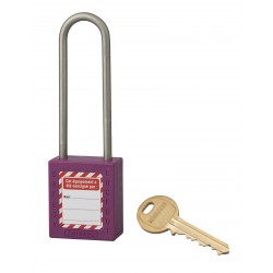 Λουκέτο πλαστικό lockout 38 χιλ. μωβ με λαιμό inox ύψους 76 χιλ. Φ4,76 1 κλειδί THIRARD THIRARD - 1 2