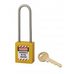 Λουκέτο πλαστικό lockout 38 χιλ. κίτρινο με λαιμό inox ύψους 76 χιλ. Φ4,76 1 κλειδί THIRARD THIRARD - 1