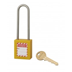 Λουκέτο πλαστικό lockout 38 χιλ. κίτρινο με λαιμό inox ύψους 76 χιλ. Φ4,76 1 κλειδί THIRARD THIRARD - 1 2