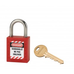 Λουκέτο πλαστικό lockout 38 χιλ. κόκκινο με λαιμό inox ύψους 25 χιλ. Φ6 1 κλειδί THIRARD THIRARD - 1