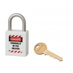 Λουκέτο πλαστικό lockout 38 χιλ. λευκόμε λαιμό inox ύψους 25 χιλ. Φ6 1 κλειδί THIRARD THIRARD - 1