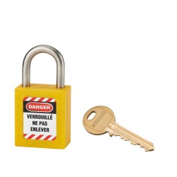 Λουκέτο πλαστικό lockout 38 χιλ. κίτρινο με λαιμό inox ύψους 25 χιλ. Φ6 1 κλειδί THIRARD THIRARD - 1