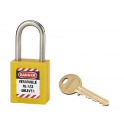 Λουκέτο πλαστικό lockout 38 χιλ. κίτρινο με λαιμό inox ύψους 38 χιλ. Φ6 1 κλειδί THIRARD THIRARD - 1