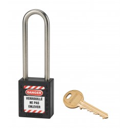 Λουκέτο πλαστικό lockout 38 χιλ. μαύρομε λαιμό inox ύψους 76 χιλ. Φ6 1 κλειδί THIRARD THIRARD - 1