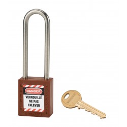 Λουκέτο πλαστικό lockout 38 χιλ. καφέ με λαιμό inox ύψους 76 χιλ. Φ6 1 κλειδί THIRARD THIRARD - 1