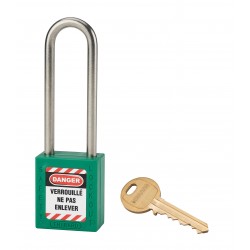 Λουκέτο πλαστικό lockout 38 χιλ. πράσινο με λαιμό inox ύψους 76 χιλ. Φ6 1 κλειδί THIRARD THIRARD - 1