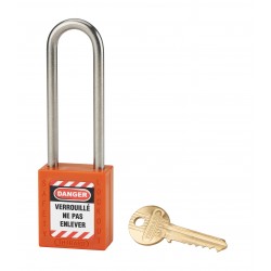 Λουκέτο πλαστικό lockout 38 χιλ. πορτοκαλί με λαιμό inox ύψους 76 χιλ. Φ6 1 κλειδί THIRARD THIRARD - 1