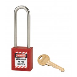 Λουκέτο πλαστικό lockout 38 χιλ. κόκκινο με λαιμό inox ύψους 76 χιλ. Φ6 1 κλειδί THIRARD THIRARD - 1