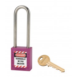 Λουκέτο πλαστικό lockout 38 χιλ. μωβ με λαιμό inox ύψους 76 χιλ. Φ6 1 κλειδί THIRARD THIRARD - 1