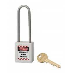 Λουκέτο πλαστικό lockout 38 χιλ. λευκόμε λαιμό inox ύψους 76 χιλ. Φ6 1 κλειδί THIRARD THIRARD - 1