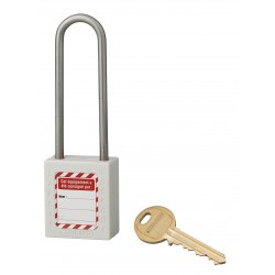 Λουκέτο πλαστικό lockout 38 χιλ. λευκόμε λαιμό inox ύψους 76 χιλ. Φ6 1 κλειδί THIRARD THIRARD - 1 2