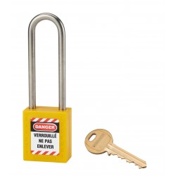Λουκέτο πλαστικό lockout 38 χιλ. κίτρινο με λαιμό inox ύψους 76 χιλ. Φ6 1 κλειδί THIRARD THIRARD - 1