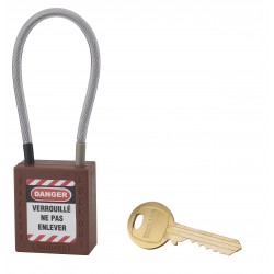 Λουκέτο πλαστικό lockout 38 χιλ. καφέ με λαιμό απο συρματόσχοινο 150 χιλ. Φ4,76 1 κλειδί THIRARD THIRARD - 1