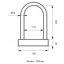 Λουκέτο μηχανής U Φ12 x 320 χιλ. - 2 κλειδιά THIRARD THIRARD - 1 2