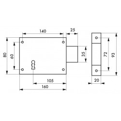 Κλειδαριά κουτιαστή 160 x 80 δεξιά 1 κλειδι THIRARD THIRARD - 1 2