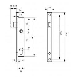 Κλειδαριά κυλίνδρου σιδερόπορτας 40 x 70 THIRARD THIRARD - 1 2