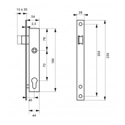 Κλειδαριά κυλίνδρου σιδερόπορτας 40 x 70 THIRARD THIRARD - 1 2