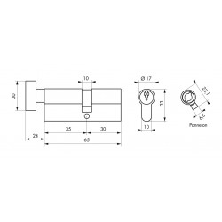 Κύλινδρος SA με πομολάκι χρυσός 35 x 30 - 3 κλειδιά THIRARD THIRARD - 1 2