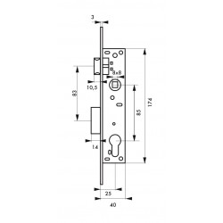 Κλειδαριά σιδερόπορτας 20 x 85 με κύλινδρο THIRARD THIRARD - 1 2
