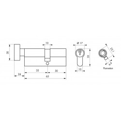 Κύλινδρος SA με πομολάκι νίκελ 35 x 30 - 3 κλειδιά THIRARD THIRARD - 1 2
