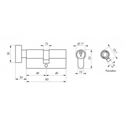 Κύλινδρος STD με πομολάκι 40 x 40 ορειχάλκινος - 3 κλειδιά THIRARD THIRARD - 1 2