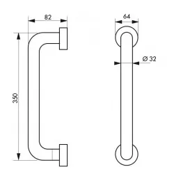 Μπάρα στήριξης μπάνιου / WC 350 χιλ. Φ32 χιλ. Inox ματ THIRARD THIRARD - 1 2