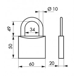 Λουκέτο INOX TRANSIT 2 60 χιλ. - 2 κλειδιά THIRARD THIRARD - 1 2