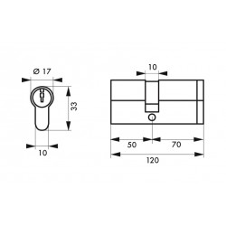 Κύλινδρος ασφαλείας HG5+ 50X70 νίκελ - 3 κλειδιά THIRARD THIRARD - 2 2