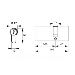 Κύλινδρος ασφαλείας HG5+ 40X100 νίκελ - 3 κλειδιά THIRARD THIRARD - 2 2