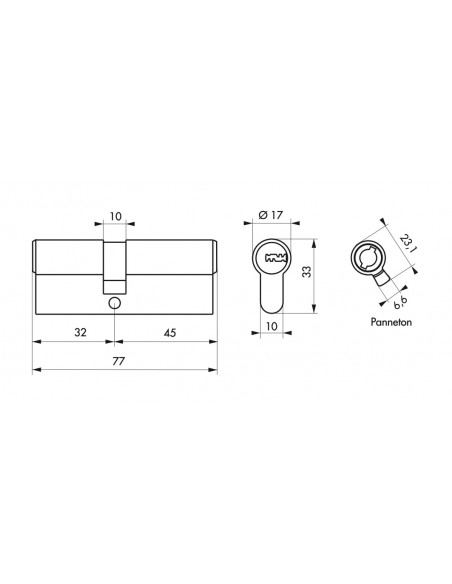 Κύλινδρος υπερασφαλείας FEDERAL 2 - 32 x 45 - 5 κλειδιά THIRARD THIRARD - 2