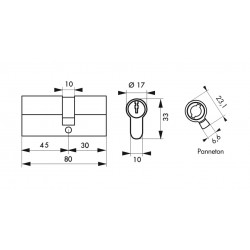 Κύλινδρος ασφαλείας HG5+ 45X30 SNAP νίκελ - 5 κλειδιά THIRARD THIRARD - 1 2
