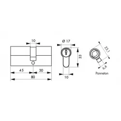 Κύλινδρος ασφαλείας HG5+ 45X30 SNAP νίκελ - 5 κλειδιά THIRARD THIRARD - 1 2