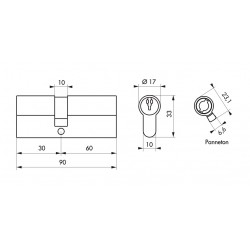 Κύλινδρος ασφαλείας ADRIATIC 2 30X60 νίκελ - 5 κλειδιά THIRARD THIRARD - 1 2