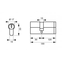 Κύλινδρος ασφαλείας HG5+ 30X120 νίκελ - 3 κλειδιά THIRARD THIRARD - 1 2