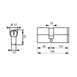 Κύλινδρος ασφαλείας HG5+ 40x110 νίκελ - 3 κλειδιά THIRARD THIRARD - 2 2