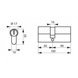 Κύλινδρος ασφαλείας HG5+ 30X90 νίκελ - 3 κλειδιά THIRARD THIRARD - 1 2