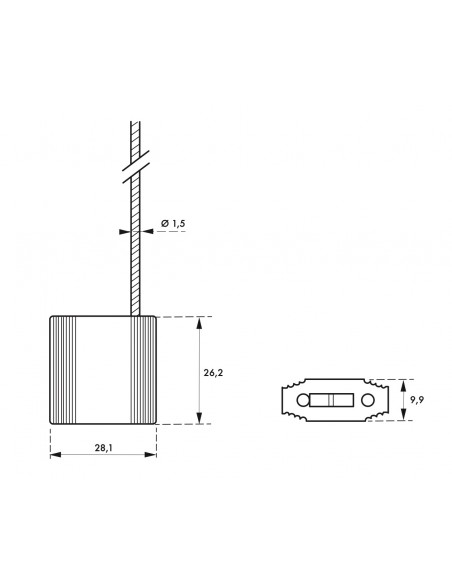 Μεταλλική σφραγίδα ασφαλείας με συρματόσχοινο Φ1,5 x 240 χιλ. σετ 25 τεμ. THIRARD διαστάσεις