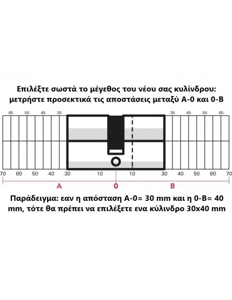 Κύλινδρος SA 30 x 60 νίκελ - 3 κλειδιά THIRARD THIRARD - 3