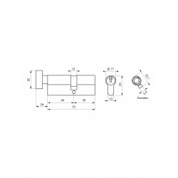 Κύλινδρος SA με πόμολο 40 x 30 χρυσός - 3 κλειδιά THIRARD THIRARD - 1 2