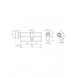 Κύλινδρος SA με πόμολο 40 x 30 χρυσός - 3 κλειδιά THIRARD THIRARD - 1 2