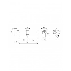 Κύλινδρος SA με πόμολο 30 x 40 χρυσός - 3 κλειδιά THIRARD THIRARD - 1 2