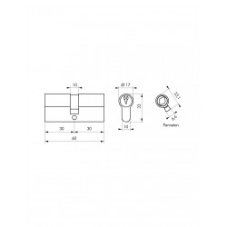 Κύλινδρος SA 30 x 30 χρυσός - 3 κλειδιά THIRARD THIRARD - 1 2