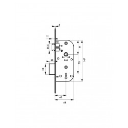 Κλειδαριά χωνευτή μεσόπορτας 40 x 70 - 2 κλειδιά THIRARD THIRARD - 1 2