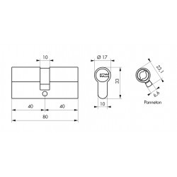Κύλινδρος TIGER 6 40 x 40 χρυσός - 5 κλειδιά SP SP - 1 2