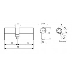 Κύλινδρος TIGER 6 45 x 50 νίκελ - 5 κλειδιά SP SP - 1 2